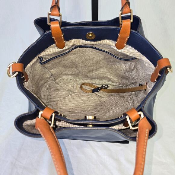 Dooney & Bourke Barlow Satchel Navy Blue Leather - Picture 7 of 16